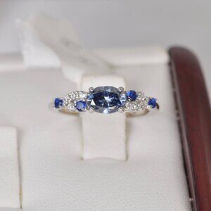 1ct Certified Moissanite Royal Blue Ring 925 Sterling